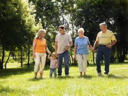 family walking in park