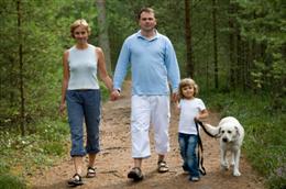 family walking in park